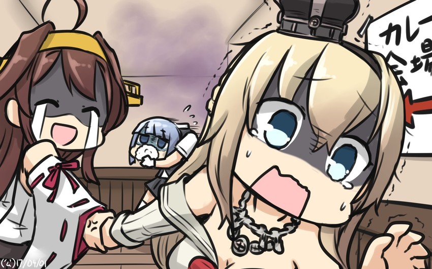 kongou, warspite, kongou kai ni, and hatsukaze (kantai collection) drawn by hamu_koutarou