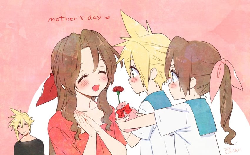 cloud strife and aerith gainsborough (final fantasy and 2 more) drawn by krudears