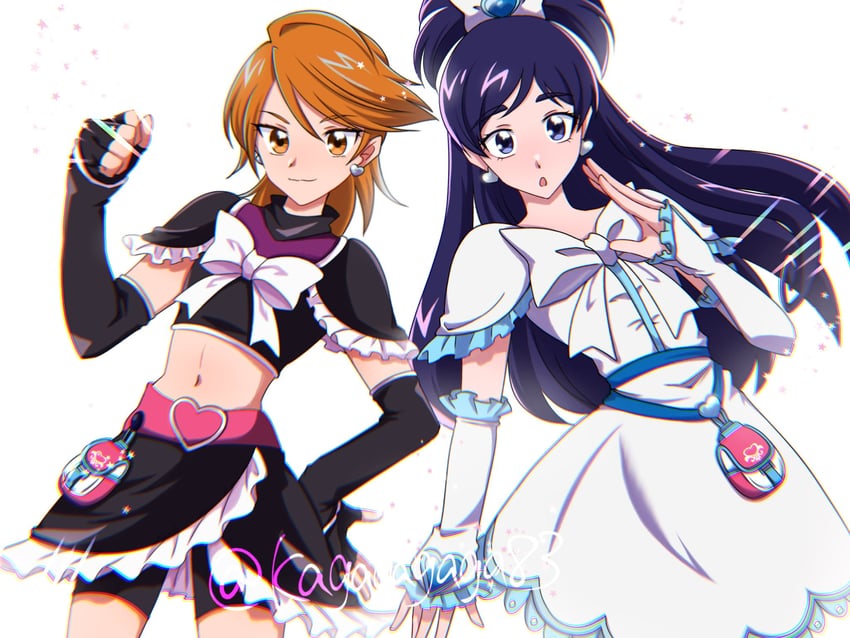 misumi nagisa, yukishiro honoka, cure black, and cure white (precure and 1 more) drawn by kagagagaga83