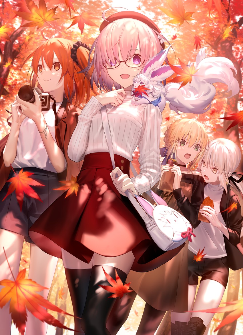 artoria pendragon, saber, mash kyrielight, fujimaru ritsuka, saber alter, and 1 more (fate and 1 more) drawn by mashima_saki_(mashimasa)