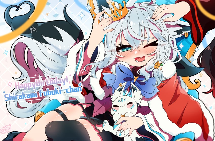 shirakami fubuki, kurokami fubuki, and sukonbu (hololive) drawn by sakuramochi_(sakura_frappe)