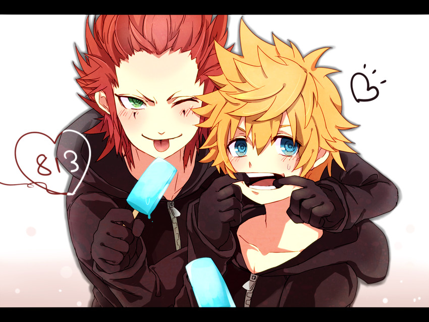 roxas and axel (kingdom hearts) drawn by pinko_(inazume-panko)