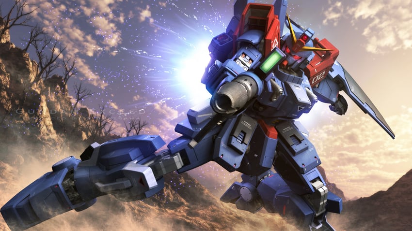 blue destiny 02 (gundam and 1 more) drawn by s.hasegawa