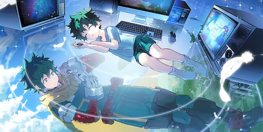 midoriya izuku and all might (boku no hero academia) drawn by homare04271