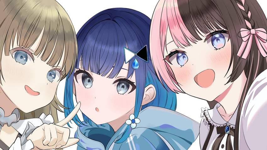 tachibana hinano, hanabusa lisa, and tsumugi kokage (vspo!) drawn by mea_mememea