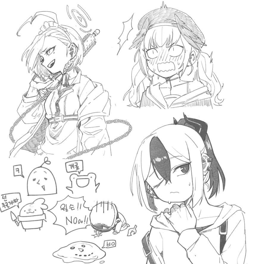 koharu, kayoko, and neru (blue archive) drawn by sake_goroke