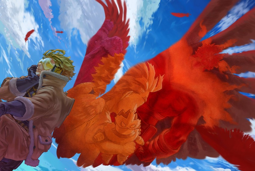endeavor and hawks (boku no hero academia) drawn by yomoyama_yotabanashi