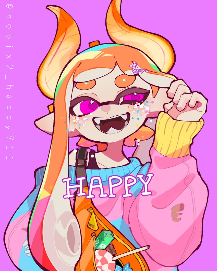 inkling player character and inkling girl (splatoon) drawn by nobix2_happy711