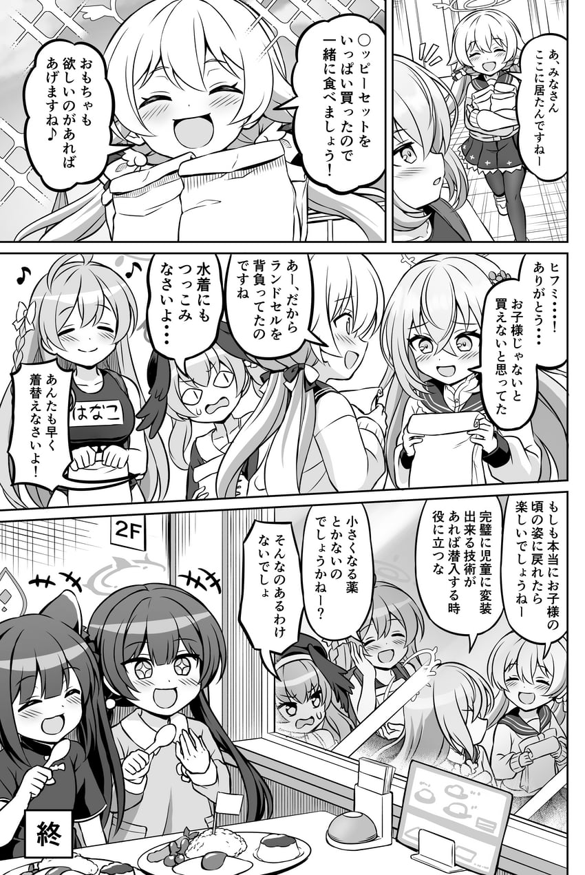kisaki, koharu, hanako, hifumi, azusa, and 1 more (blue archive) drawn by nichika_(nitikapo)