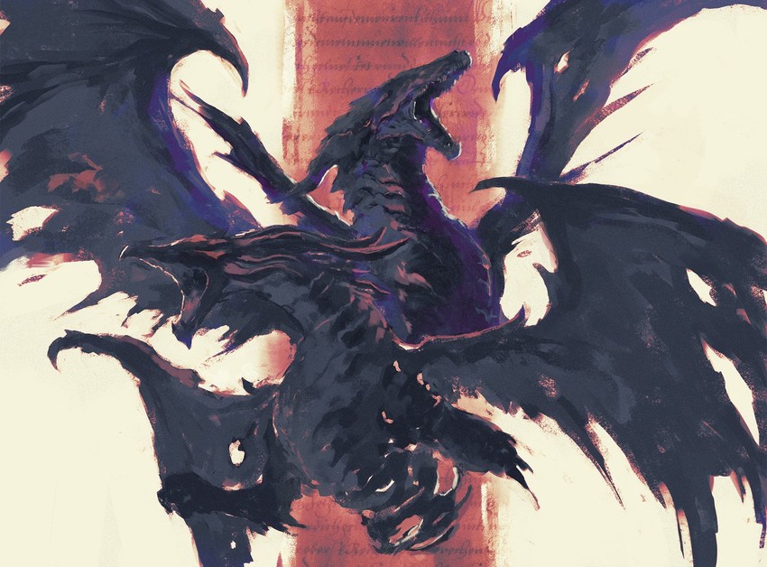 black dragon kalameet and darkeater midir (dark souls and 2 more) drawn by shimhaq