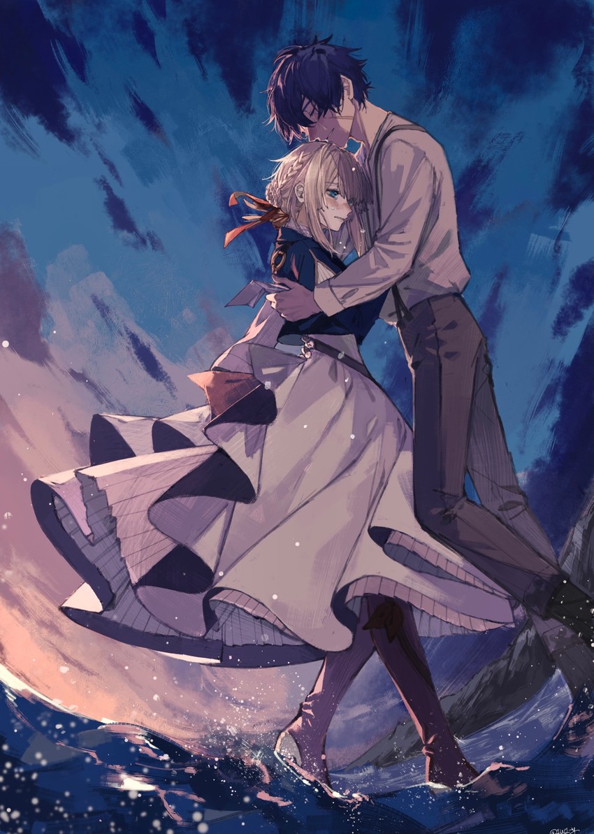 violet evergarden and gilbert bougainvillea (violet evergarden) drawn by migato