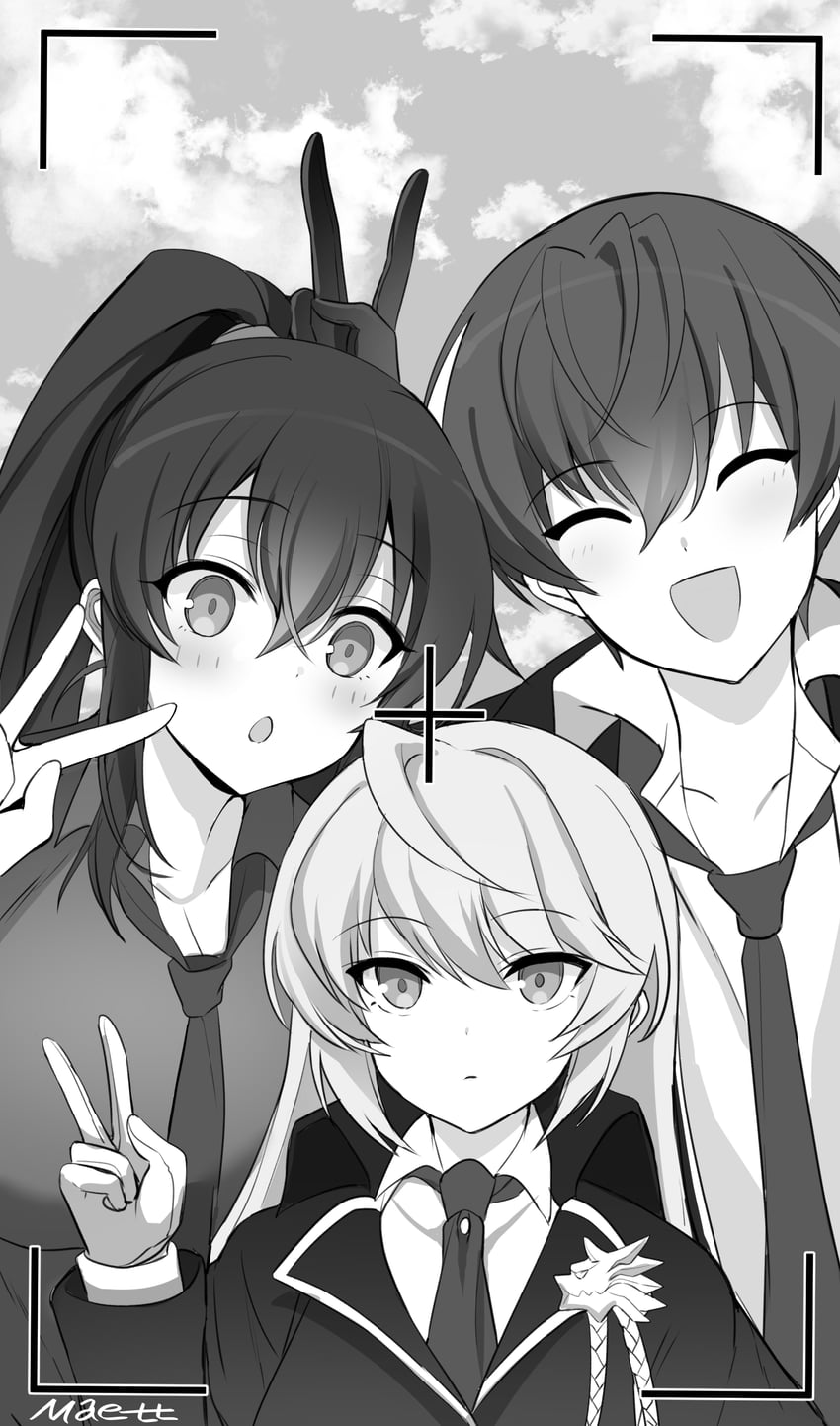 yoo mina, hilde, and joo shiyoon (counter:side) drawn by maett
