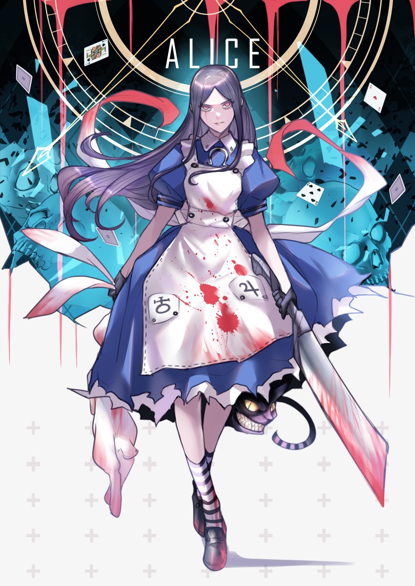 cheshire cat and alice liddell (american mcgee's alice) drawn by ban!_(bansankan)