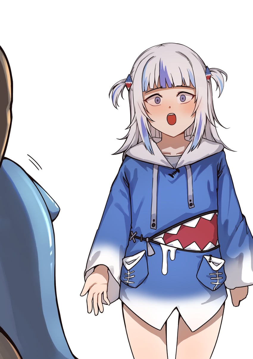 gawr gura (hololive and 1 more) drawn by iver_(reviolet)