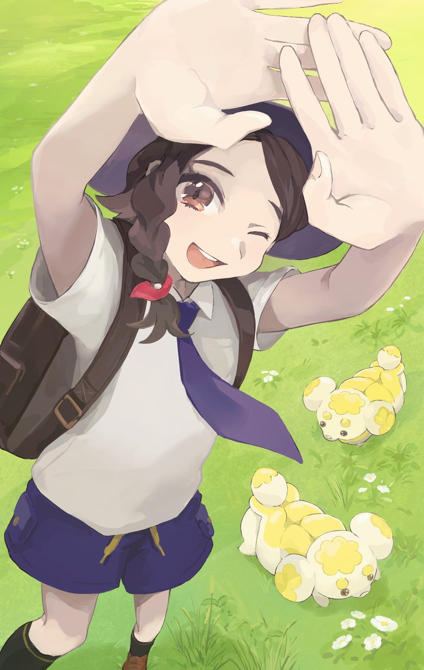 juliana and fidough (pokemon and 1 more) drawn by inonaga