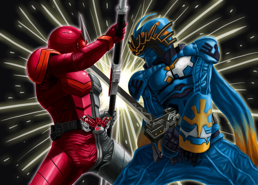 kamen rider double and nasca dopant (kamen rider and 1 more) drawn by spraywork