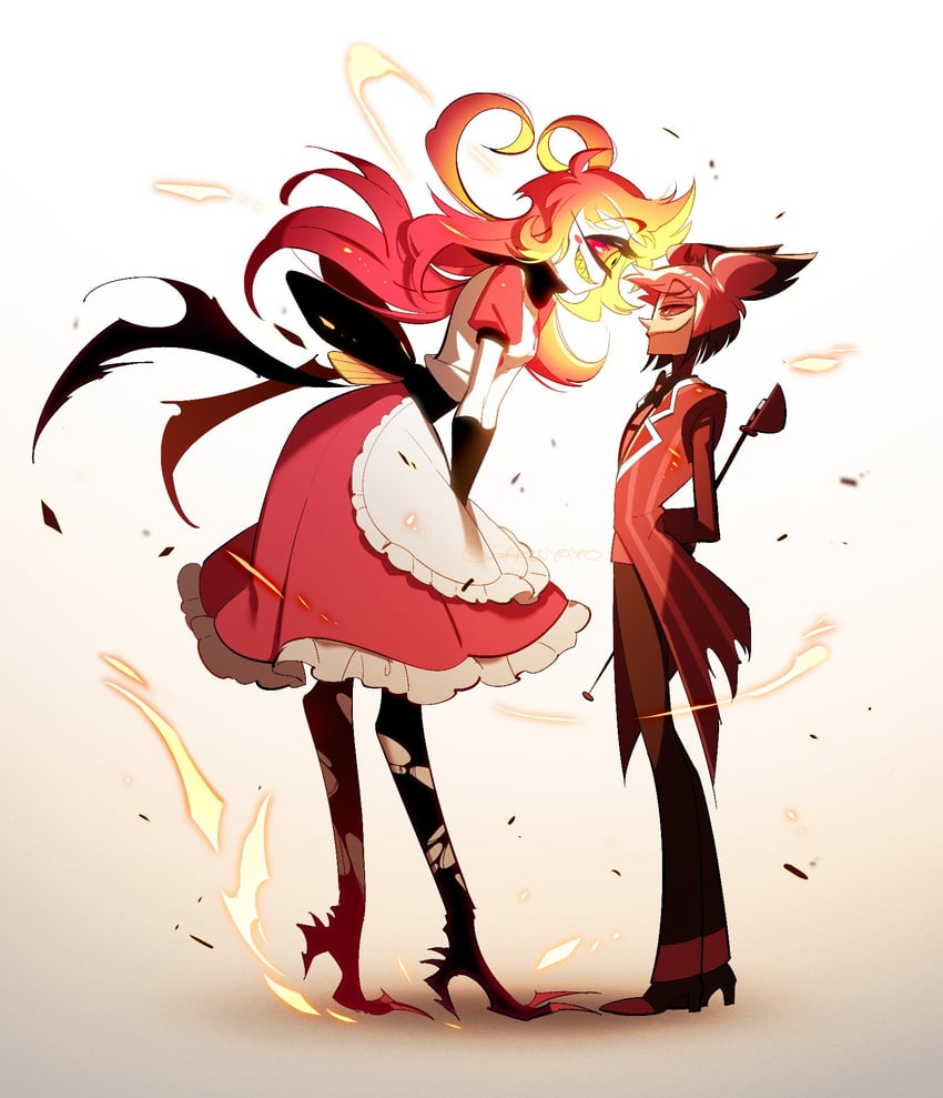 alastor and niffty (hazbin hotel) drawn by kidya_pipopi