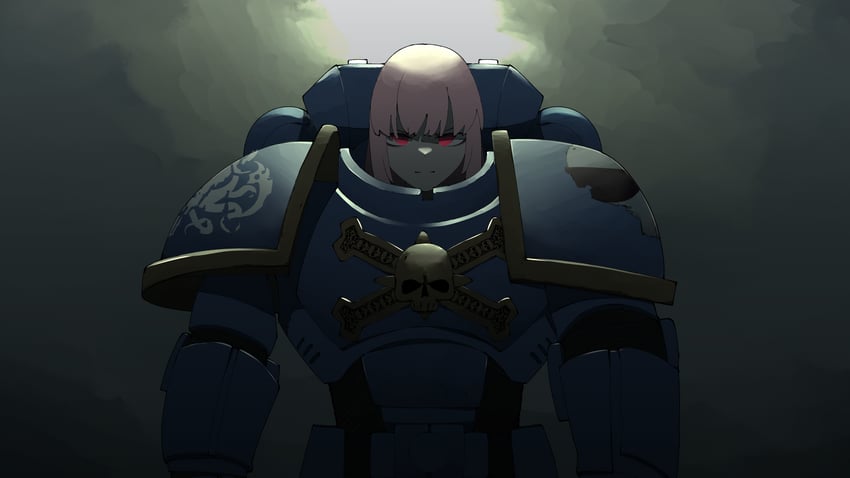 mori calliope and adeptus astartes (hololive and 2 more) drawn by zaniaii