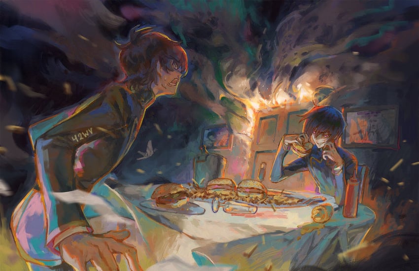 lelouch vi britannia, kururugi suzaku, and charles zi britannia (code geass and 1 more) drawn by shinigami_wyvern