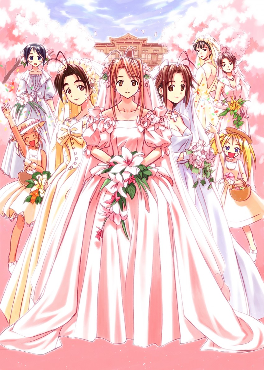 narusegawa naru, maehara shinobu, aoyama motoko, kaolla su, konno mitsune, and 3 more (love hina) drawn by akamatsu_ken