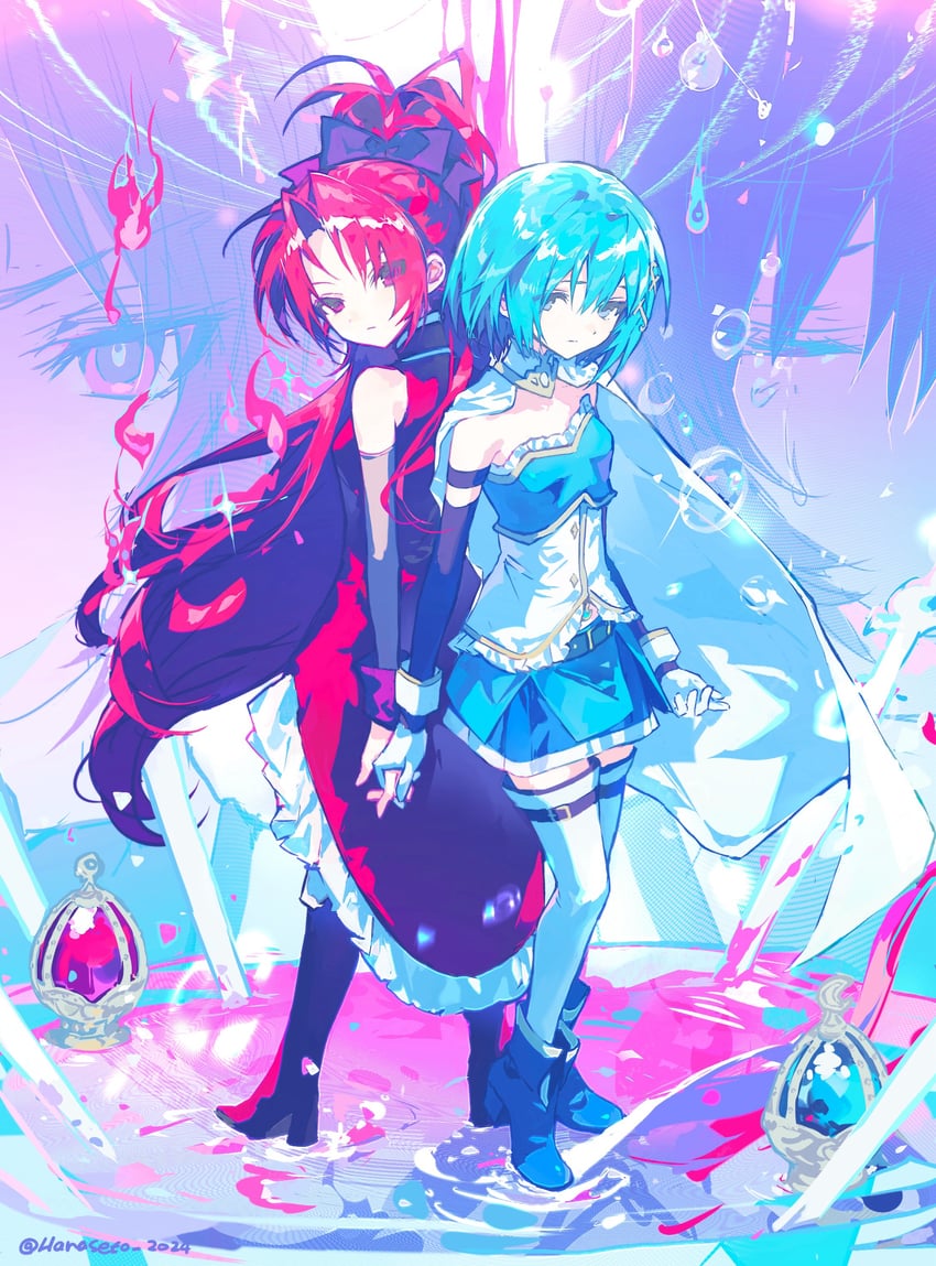 miki sayaka and sakura kyoko (mahou shoujo madoka magica) drawn by hanaseto