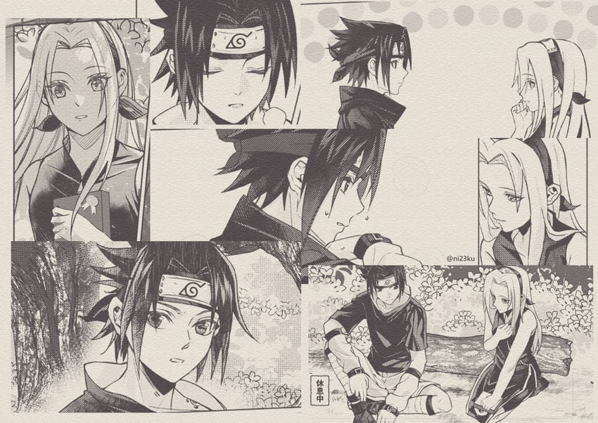 haruno sakura and uchiha sasuke (naruto) drawn by niku_(ni23ku)