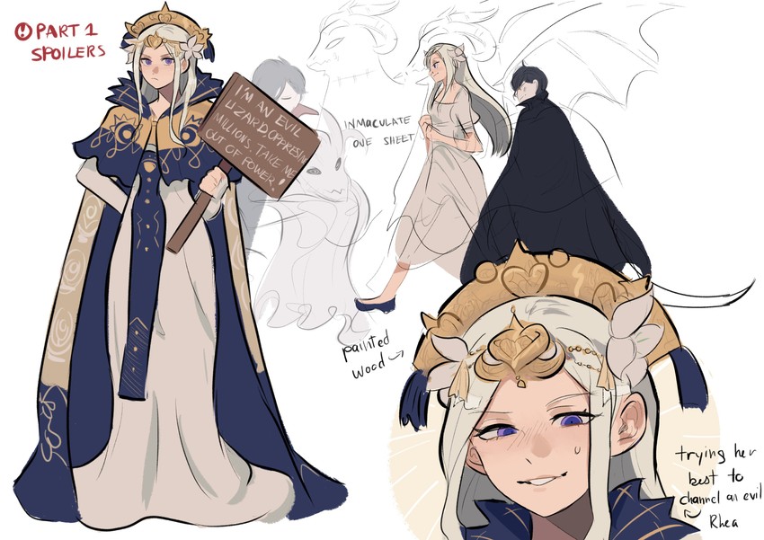 edelgard von hresvelg, rhea, and hubert von vestra (fire emblem and 1 more) drawn by funyanrinpa