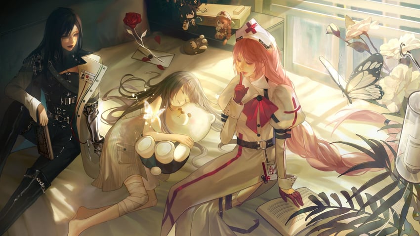 iron, anne, and grey-haired girl (path to nowhere) drawn by jiaopiupiu