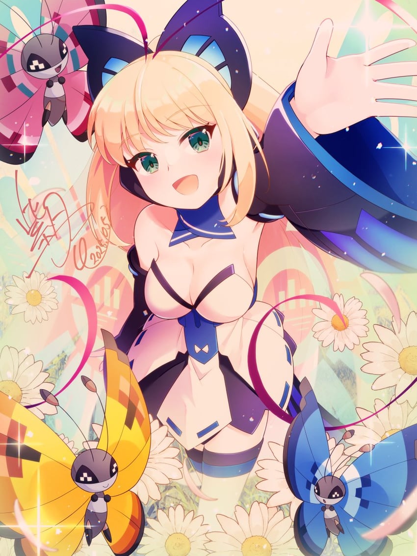 vivillon and lumen (pokemon and 2 more) drawn by shizuki_airu
