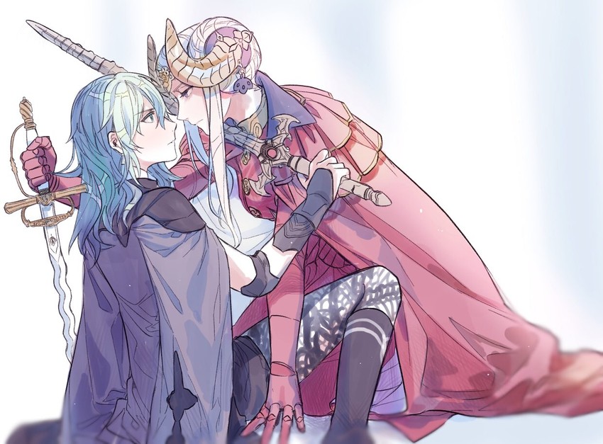 female byleth and edelgard von hresvelg (fire emblem and 1 more) drawn by crazyforemperor