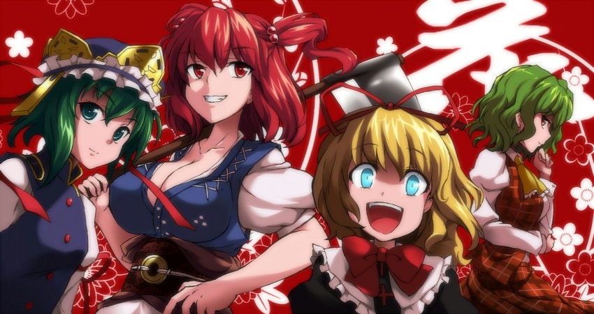 kazami yuuka, shiki eiki, onozuka komachi, and medicine melancholy (touhou and 1 more) drawn by sama_samasa