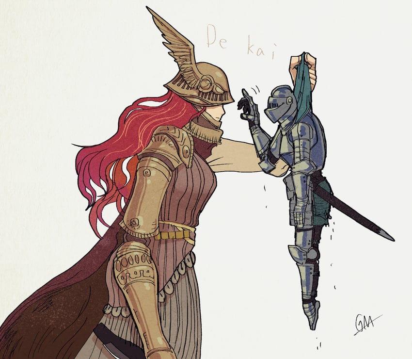 malenia blade of miquella and tarnished (elden ring) drawn by gaa_(mesimori_gaa)