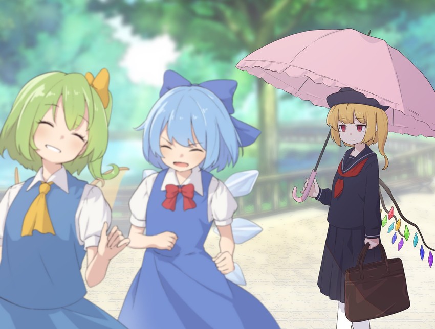 flandre scarlet, cirno, and daiyousei (touhou) drawn by kanpa_(campagne_9)