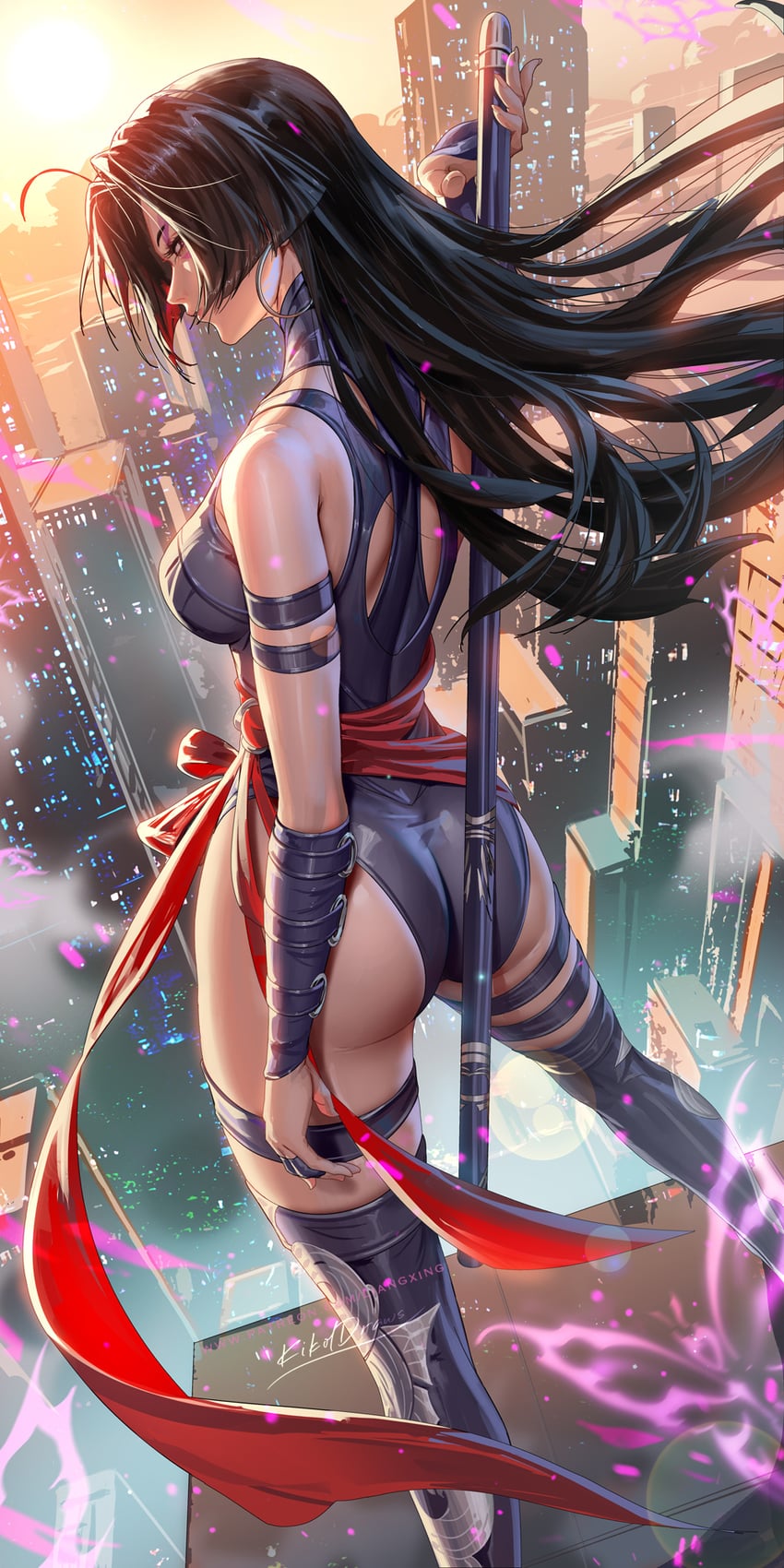 psylocke (marvel and 2 more) drawn by liang_xing