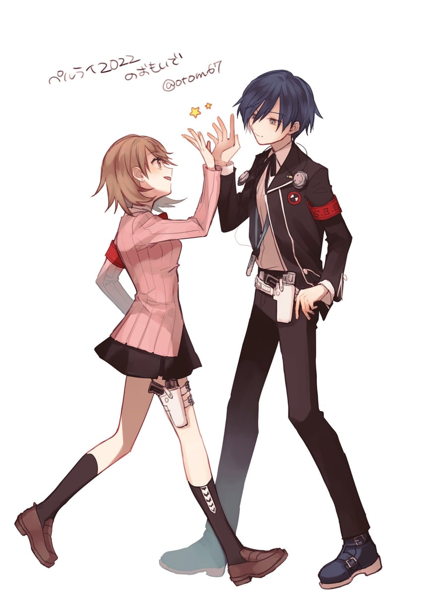 yuuki makoto and takeba yukari (persona and 1 more) drawn by tomato_(otom67)