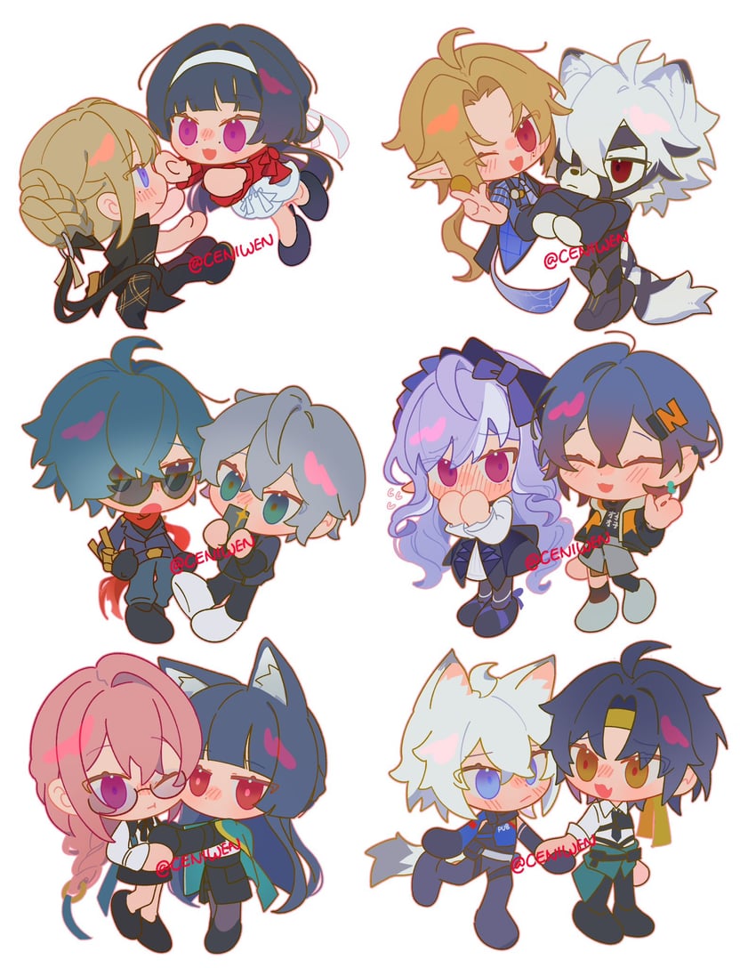 hoshimi miyabi, belle, wise, tsukishiro yanagi, evelyn chevalier, and 7 more (zenless zone zero) drawn by ceniwen