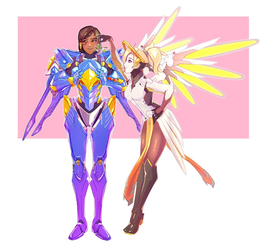 mercy and pharah (overwatch and 1 more) drawn by daenkot