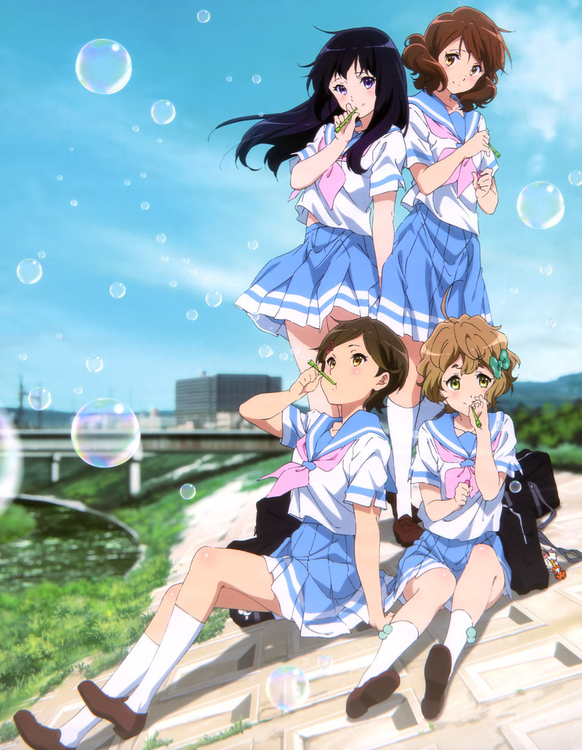 oumae kumiko, kousaka reina, kawashima sapphire, and katou hazuki (hibike! euphonium) drawn by okamura_kouhei