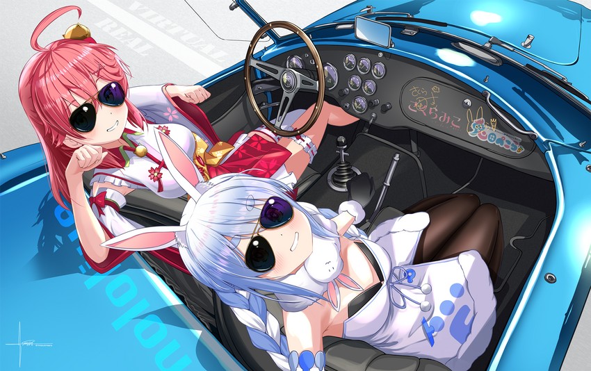 usada pekora, sakura miko, and don-chan (hololive) drawn by hinazuki_maara