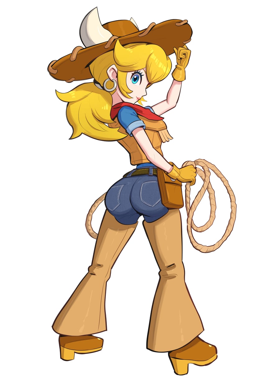 princess peach and cowgirl peach (mario and 1 more) drawn by gonzarez