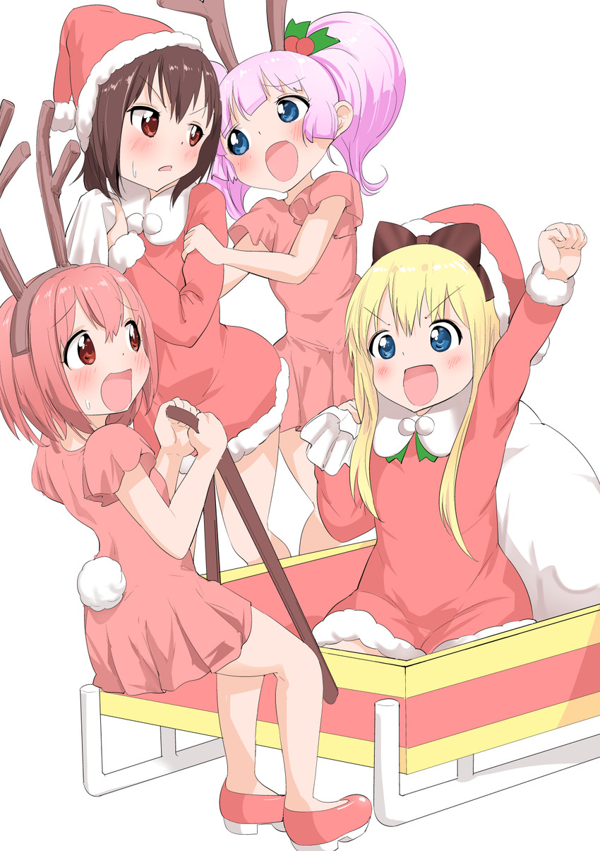 toshinou kyouko, akaza akari, funami yui, and yoshikawa chinatsu (yuruyuri) drawn by refalice
