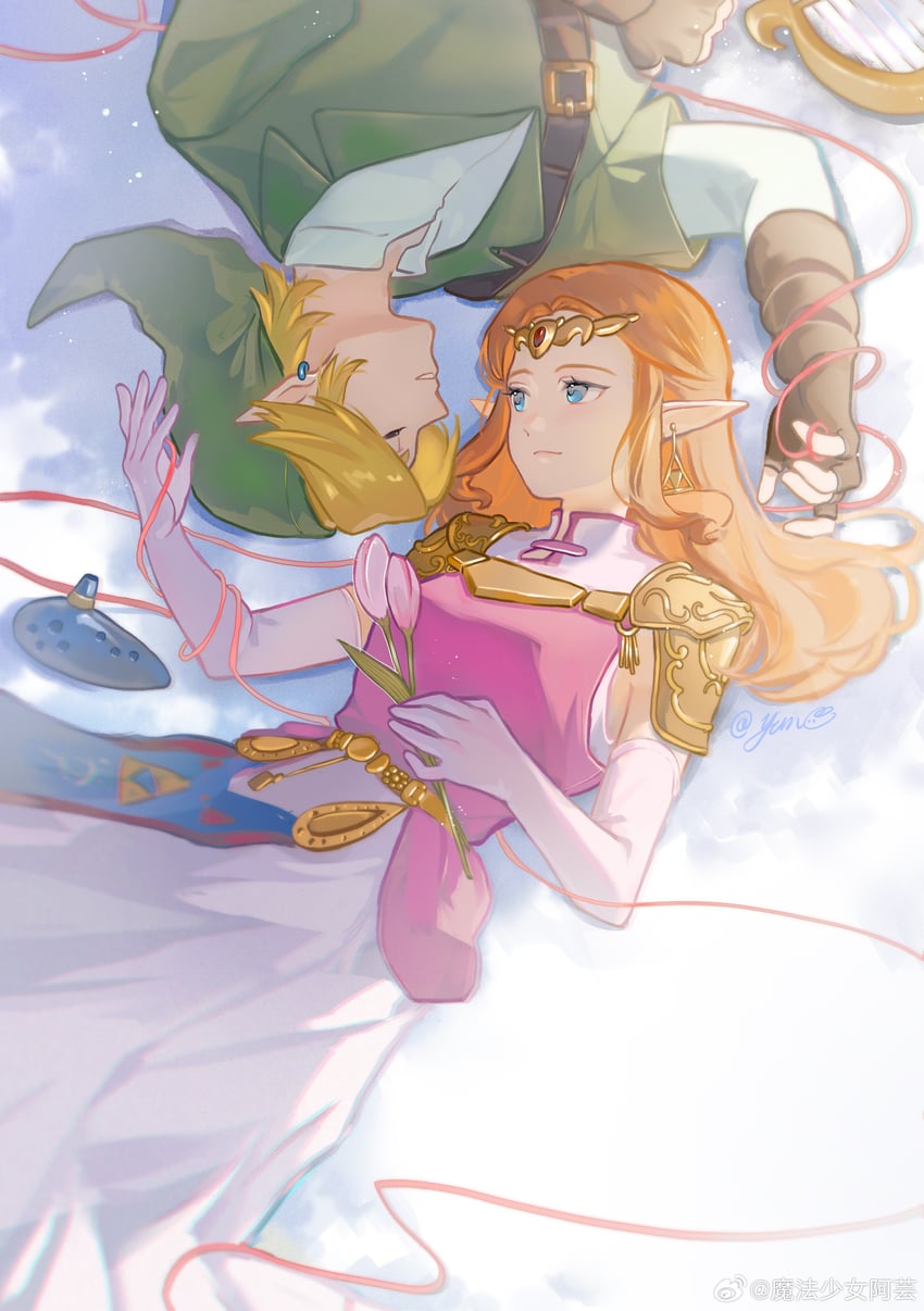 link and princess zelda (the legend of zelda and 1 more) drawn by yun_(dl2n5c7kbh8ihcx)