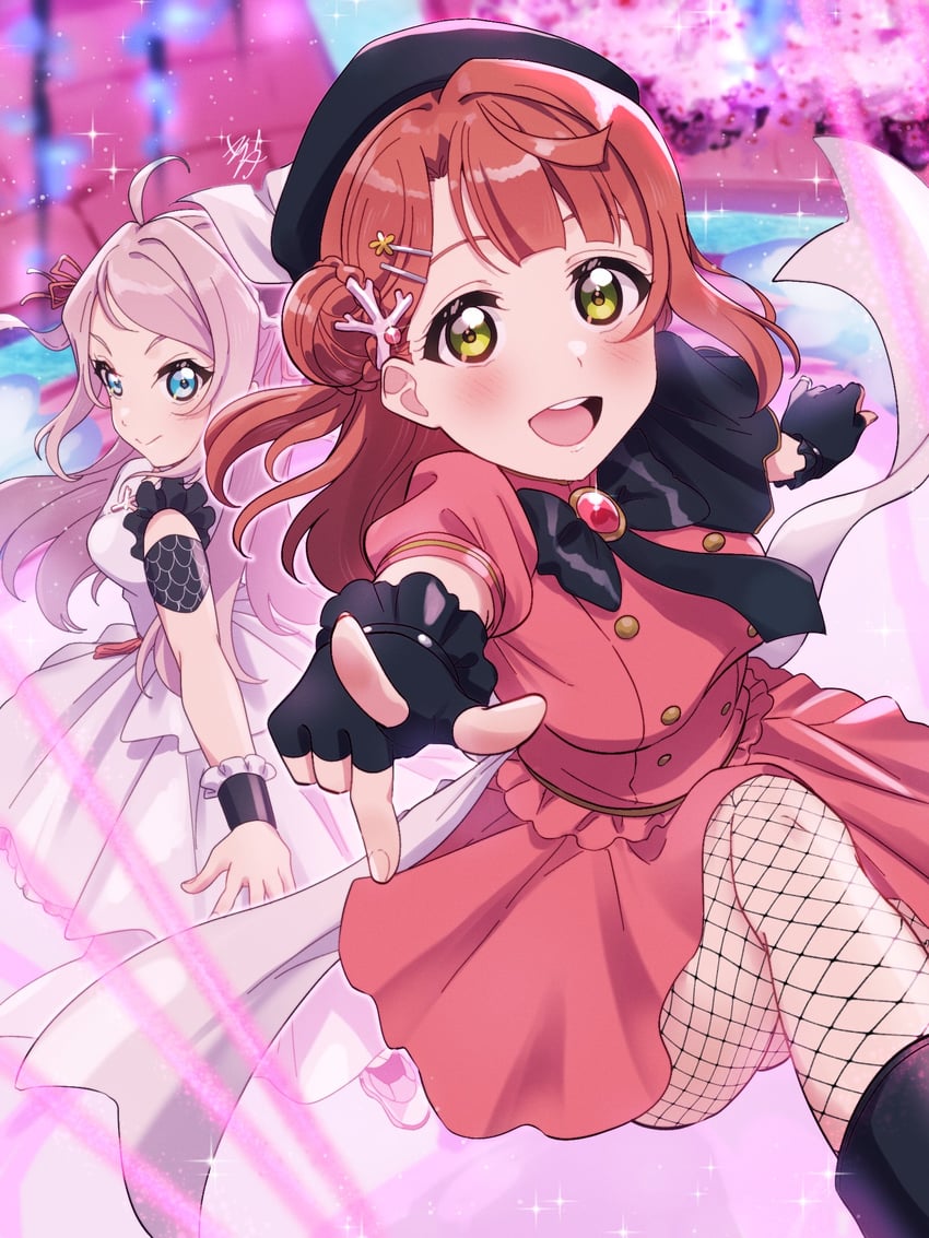 uehara ayumu and zhong lanzhu (love live! and 2 more) drawn by kyaku_tasu