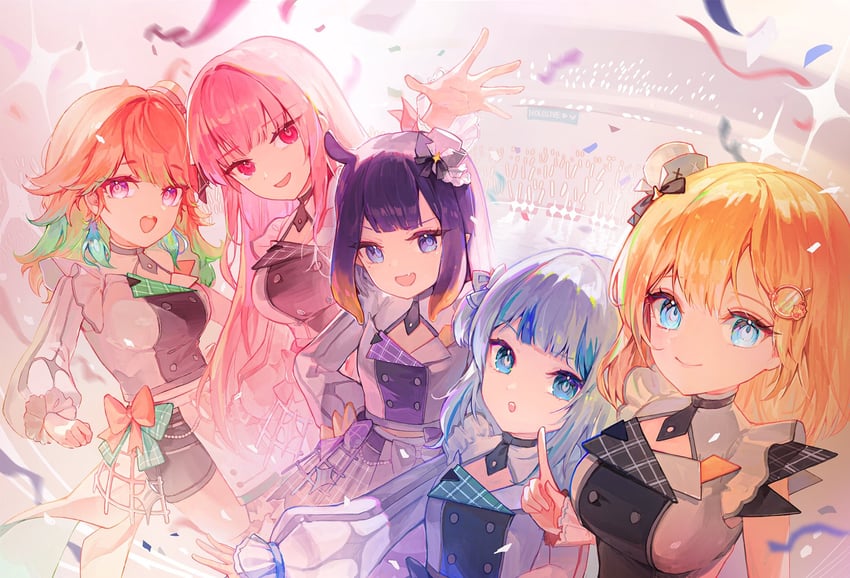 gawr gura, mori calliope, ninomae ina'nis, takanashi kiara, and watson amelia (hololive and 1 more) drawn by happyongdal