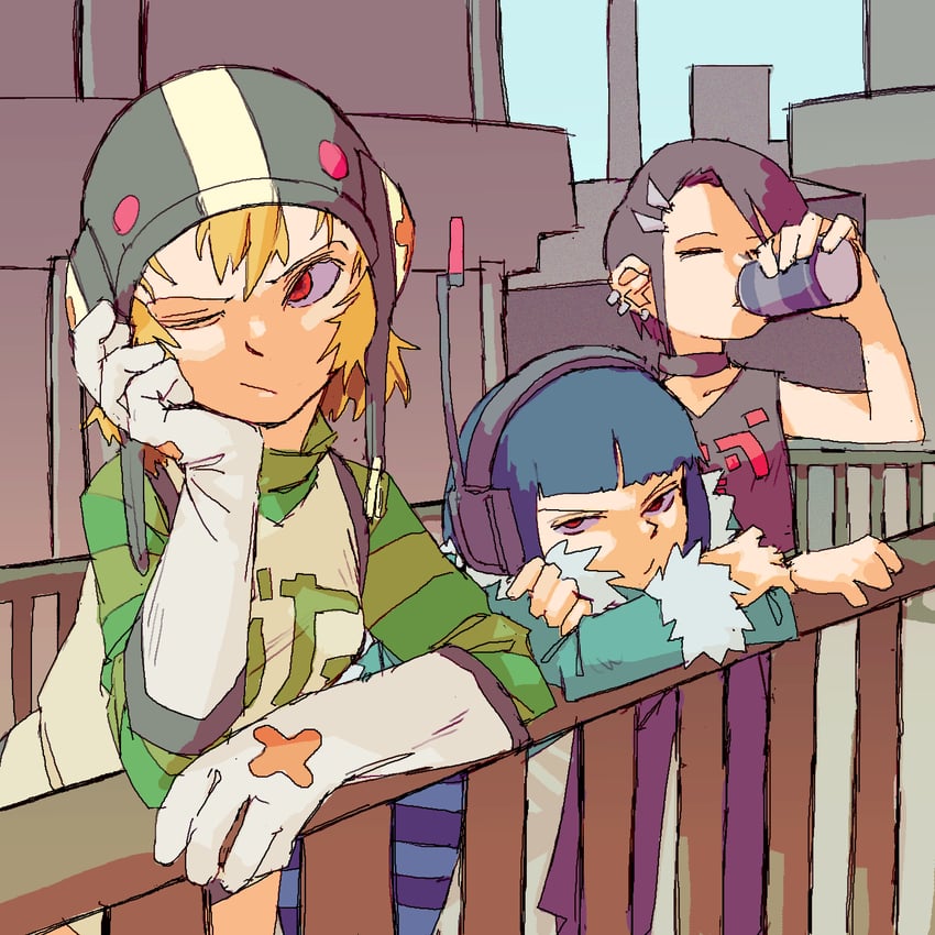 gum, bis, and cube (jet set radio) drawn by pantsu-ripper