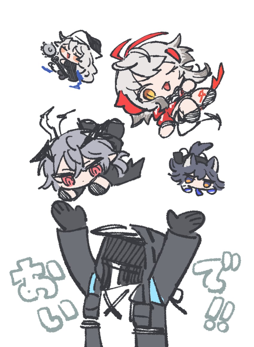 doctor, texas, w, specter, texas the omertosa, and 3 more (arknights) drawn by chickenuma_0
