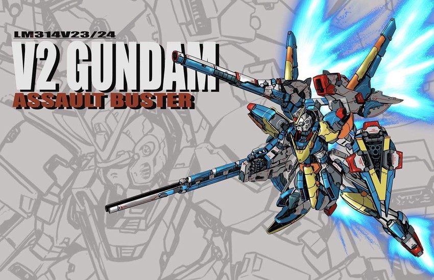 v2 gundam and v2 assault-buster gundam (gundam and 1 more) drawn by chrome_gear