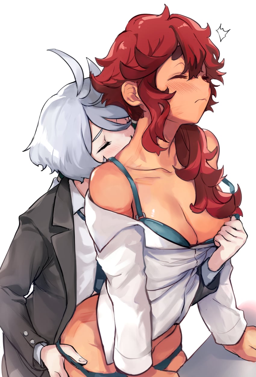 suletta mercury and miorine rembran (gundam and 1 more) drawn by mitsu_(tendou_itsuki)