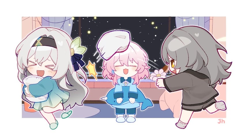 trailblazer, firefly, stelle, and march 7th (honkai and 1 more) drawn by marimo_jh