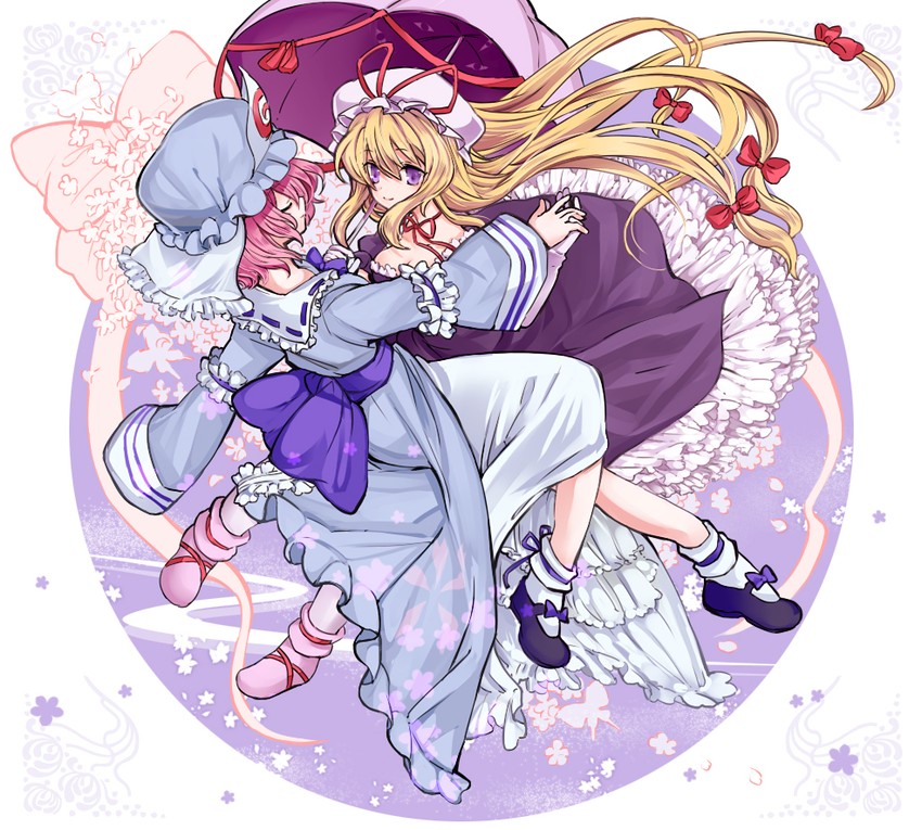yakumo yukari and saigyouji yuyuko (touhou) drawn by tori_(10ri)